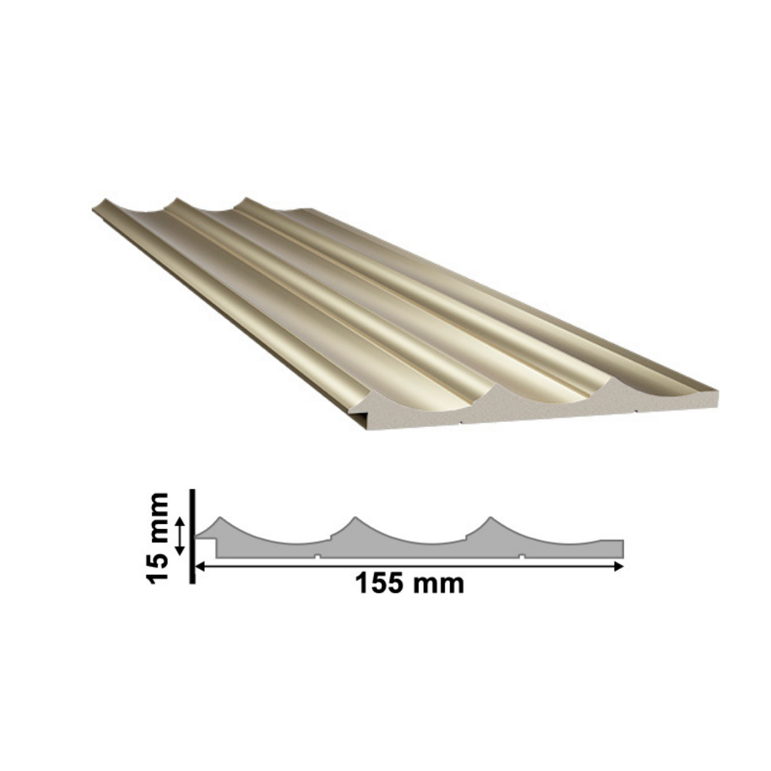 Panel Waves champán de poliestireno con 155 mm de ancho Santa Luzia